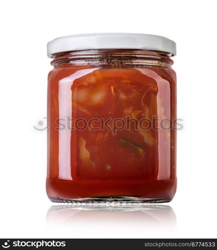 barbecue sauces in glass bottle with clipping path