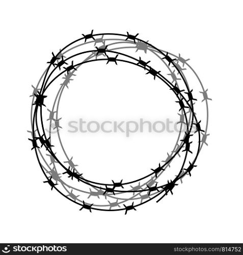 Barbed Wire Circle Isolated on White Background. Stylized Prison Concept. Symbol of Not Freedom. Metal Frame Circle.. Barbed Wire Circle Isolated on White Backgground. Stylized Prison Concept. Symbol of Not Freedom. Metal Frame Circle