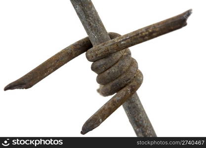 barbed wire macro isolated oh white