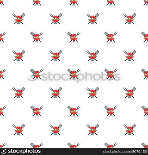 Barbeque Icon Seamless Pattern on White. Summer Grill Background.. Barbeque Icon Seamless Pattern. Grill Background.