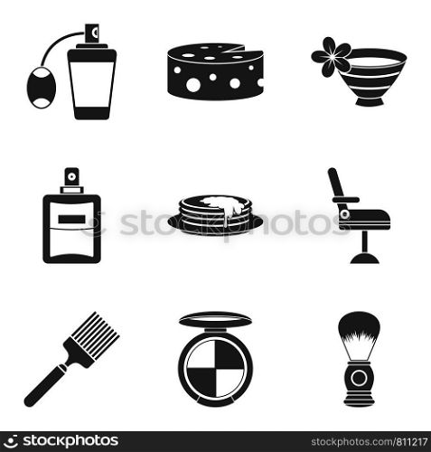 Barber icons set. Simple set of 9 barber vector icons for web isolated on white background. Barber icons set, simple style