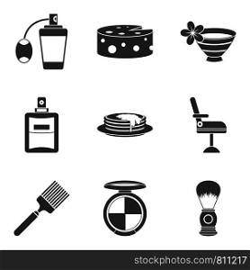 Barber icons set. Simple set of 9 barber vector icons for web isolated on white background. Barber icons set, simple style