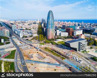Barcelona aerial panoramic view. Barcelona is the capital and largest city of Catalonia in Spain.