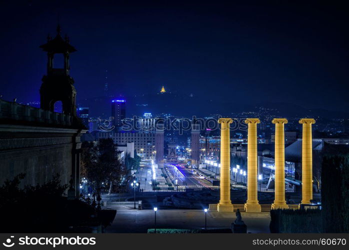 Barcelona at night, Catalunya, Spain. Panorama of Barcelona at night, Catalunya, Spain