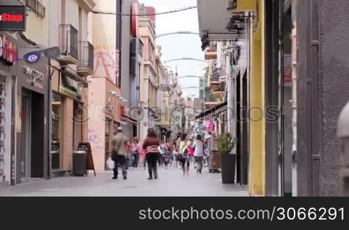BARCELONA - AUGUST 22, 2012: Busy street. People crowd. Timelapse.