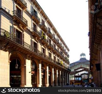 Barcelona Borne market facade in arcade street