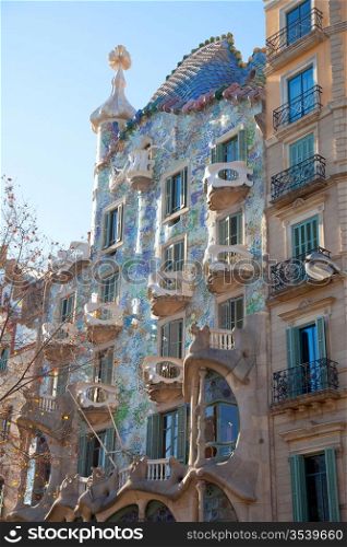 Barcelona Casa Batllo facade of Gaudi in Paseo de Gracia