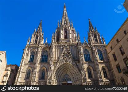 Barcelona Cathedral in a beautiful summer day, Catalonia, Spain