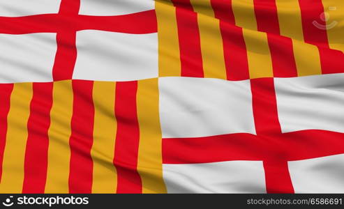 Barcelona City Flag, Country Spain, Closeup View. Barcelona City Flag, Spain, Closeup View