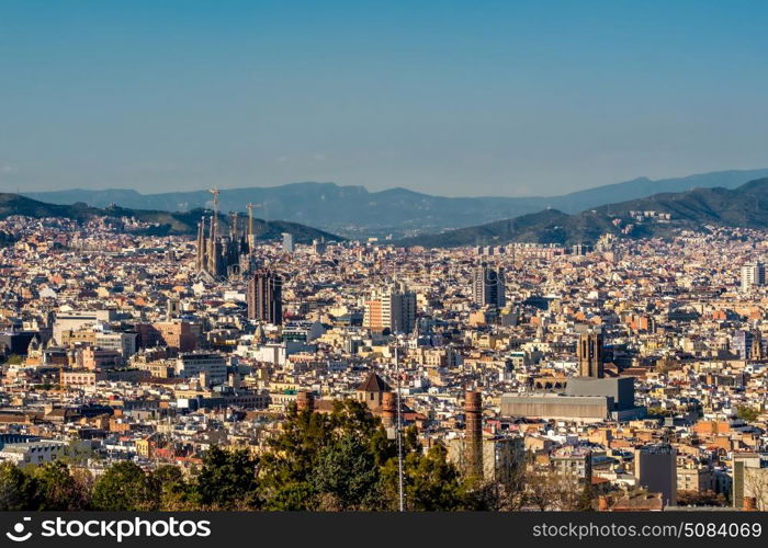 Barcelona cityscape overlook. Barcelona cityscape overlook from Montjuic