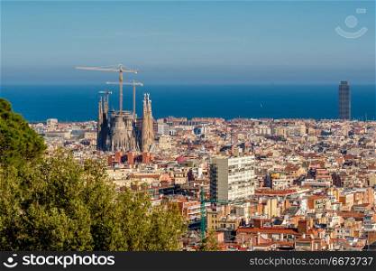 Barcelona cityscape overlook. Barcelona cityscape overlook from Park Guell