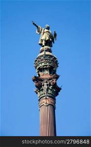 Barcelona Cristobal Colon square statue monument on blue sky