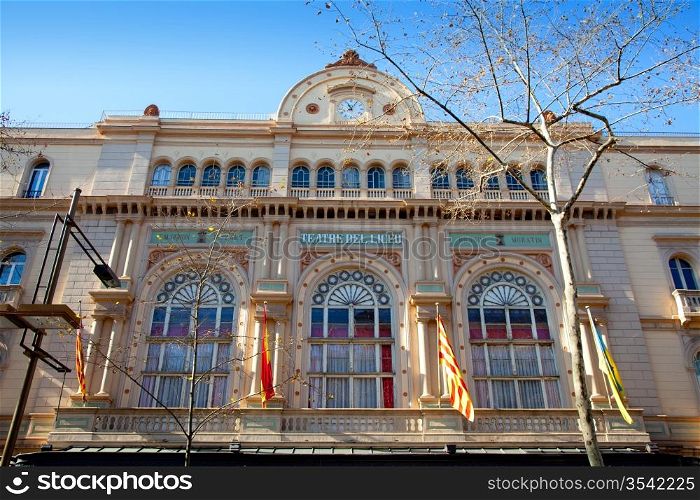Barcelona Gran Teatro del Liceo Liceu facade in ramblas