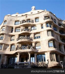 Barcelona La Pedrera facade by Gaudi architect in Paseo de Gracia