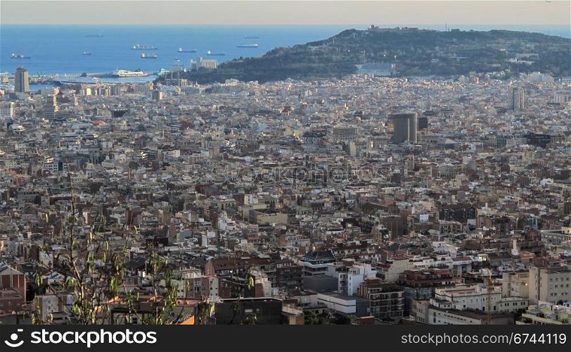 Barcelona panorama. Panorama of Barcelona with montjuic