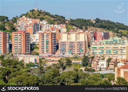 Barcelona residential district cityscape view from Park Guell