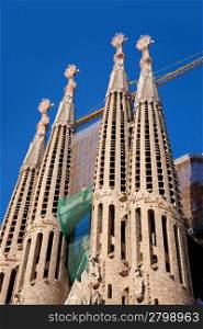 Barcelona Sagrada Familia cathedral by Gaudi architect still unfinished