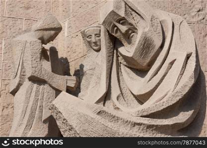 Barcelona, Spain. Amazing esterior details of Sagrada Familia Church