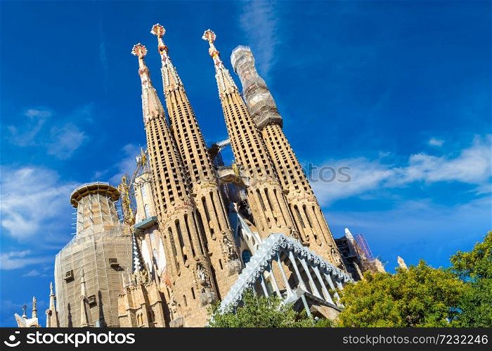 BARCELONA, SPAIN - JUNE 26, 2016: Sagrada Familia by Antoni Gaudi. in Barcelona,in a beautiful summer day, Catalonia, Spain on June 26, 2016