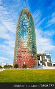 BARCELONA, SPAIN - OCTOBER 03, 2017: Torre Glories or Torre Agbar is a skyscraper located in the new technological district of Barcelona in Catalonia in Spain