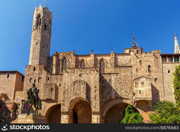 Barcelona. Square of Ramon Berenguer.. Square of Ramon Berenguer on the background Chapel of St. Agata in Gothic Quarter. Barcelona. Spain. Catalonia.