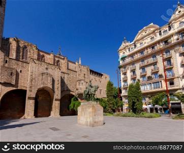 Barcelona. Square of Ramon Berenguer.. Square of Ramon Berenguer on the background Chapel of St. Agata in Gothic Quarter. Barcelona. Spain. Catalonia.