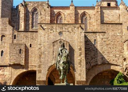 Barcelona. Square of Ramon Berenguer.. Square of Ramon Berenguer on the background Chapel of St. Agata in Gothic Quarter. Barcelona. Spain. Catalonia.