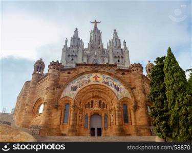 Barcelona. Temple of the holy heart of Jesus.. Church of the holy heart of Jesus on top of the mountain Tibidabo. Barcelona. Spain.