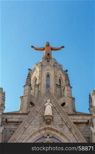 Barcelona. Temple of the holy heart of Jesus.. Church of the holy heart of Jesus on top of the mountain Tibidabo. Barcelona. Spain.