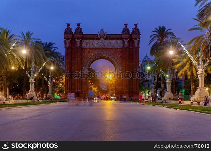 Barcelona. Triumphal Arch.. Arc de Triomphe at night is one of the main attractions of Barcelona.