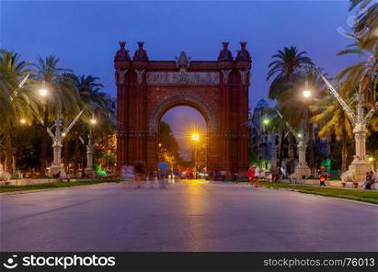 Barcelona. Triumphal Arch.. Arc de Triomphe at night is one of the main attractions of Barcelona.