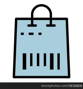 Barcode on the bag icon. Outline barcode on the bag vector icon color flat isolated. Barcode on the bag icon color outline vector
