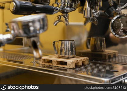 barista using professional coffee machine