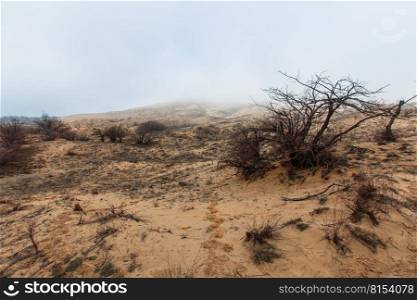 Barkhan Sarykum. Dagestan, Russia. Sand mountain in the Caucasus. Dune. High quality photo. Barkhan Sarykum. Dagestan, Russia. Sand mountain in the Caucasus. Dune.