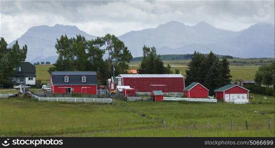 Barns at farm, Pincher Creek, Southern Alberta, Alberta, Canada