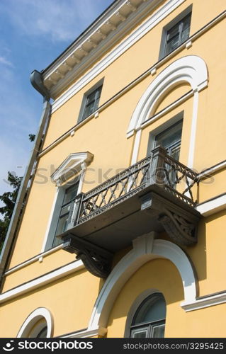Baroque balcony on facade of house