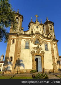 Baroque church facade during the late afternoon in the famous city of Ouro Preto in Minas Gerais. Baroque church facade during the late afternoon in Ouro Preto
