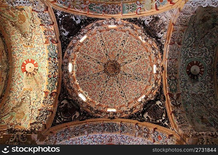baroque dome ceiling detail cathedral church Santa Maria Simat Valldigna