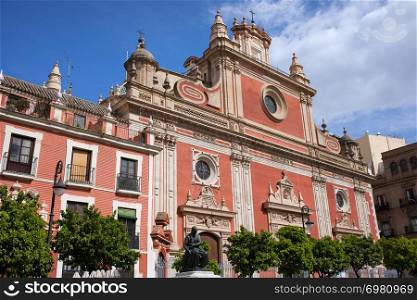 Baroque style church of El Salvador from 17-18th century in Seville, Andalusia, Spain.