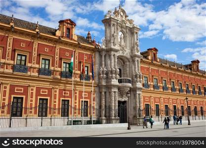 Baroque style Palace of San Telmo in Seville, Spain, Andalusia region.