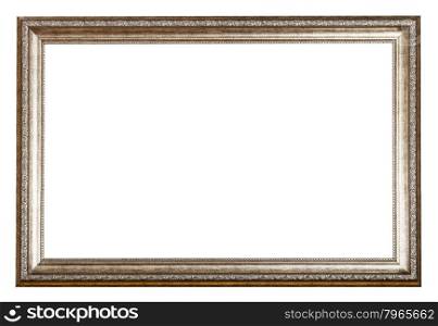 baroque style sliver wooden picture frame with cut out blank space isolated on white background
