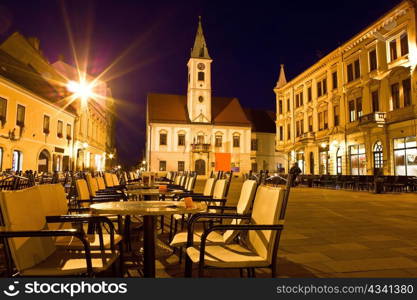 Baroque town of Varazdin city center at evening, Croatia