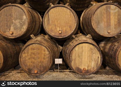 Barrels in the wine cellar, Porto, Portugal