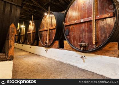 Barrels in the wine cellar, Porto, Portugal