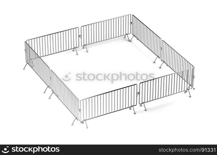 Barricaded square with mobile steel fences
