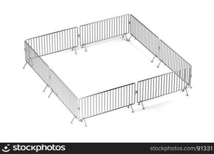 Barricaded square with mobile steel fences