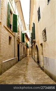 Barrio Calatrava Los Patios in Majorca at Palma de Mallorca narrow street