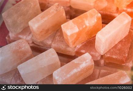 Bars of Organic Himalayan mineral salt as cooking healthy ingredient