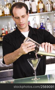 Bartender preparing a martini