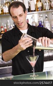 Bartender preparing a martini